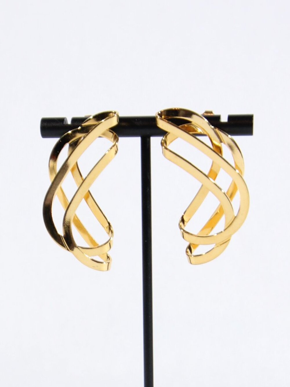 Gold-Tone Abstract Twisted Infinity or Half-Moon Ribbon Earrings